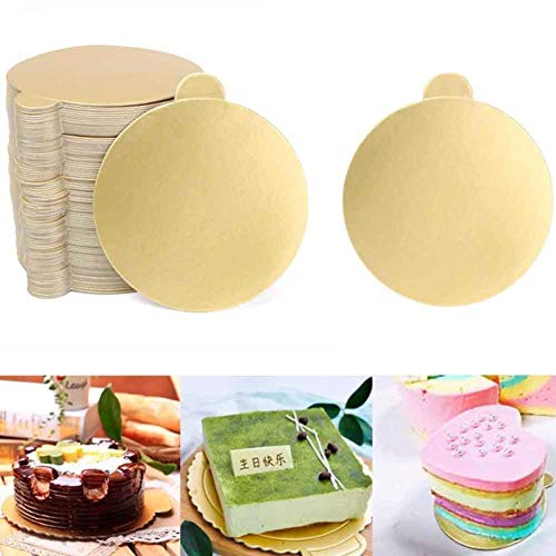 Witch's Magic House 100Pcs / Set Round Mousse Cake Boards Oro Papel Cupcake Dessert Displays Bandeja de pastel de bodas de cumpleaños Pastelería Kit de herramientas decorativas