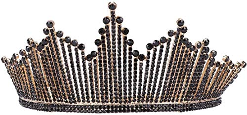 WLYX Negro Barroco Corona del Rhinestone Tiara Nupcial del Desfile de Fin de Curso de la Boda de la aleación postizo