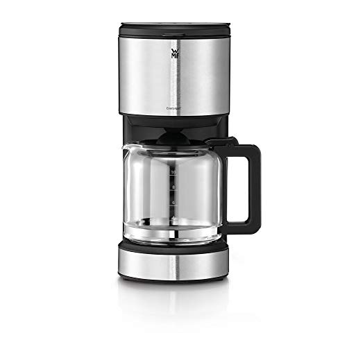 WMF Aroma Terra Cafetera con jarra de cristal de 1,2 L para 10 tazas e indicador de nivel de agua en el exterior, acabados de acero inoxidable de cromargan mate, 1000 W, 1.25 litros, negro