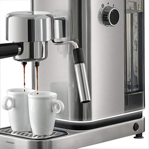 WMF Espresso Maker Lumero - Cafetera expresso manual, presión 15 bares, espresso, capuccino, regulable, capacidad 1.5 litros, café molido o monodosis, con espumador de leche, acero inoxidable, 1400 W