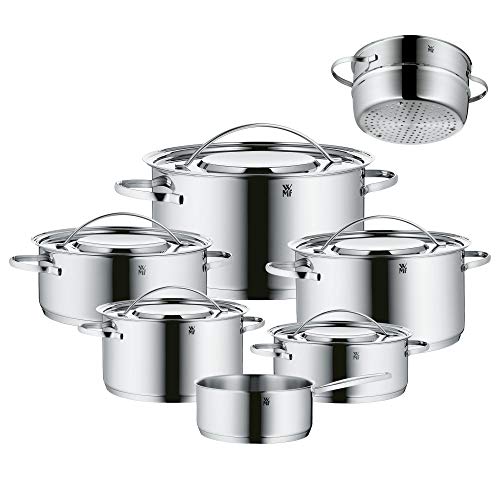 WMF Gala Plus Batería de Cocina (7 Piezas), Acero Inoxidable Cromargan, Apta para Todo Tipo de cocinas Incluso inducción