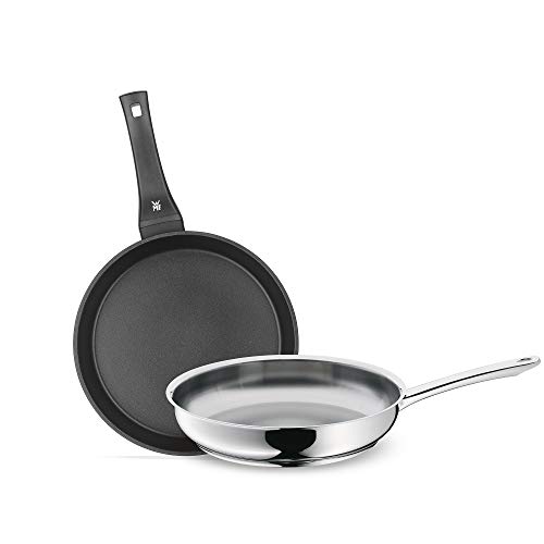 WMF - Juego de Sartén Profi de acero inoxidable de 28 cm + Sartén Permadur Premium de aluminio fundido de 28 cm, aptas para todo tipo de cocinas incluído Inducción