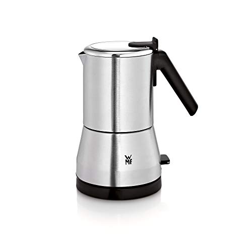 WMF Küchenminis Edition - Cafetera italiana (400 W, eléctrica, para 2 o 4 tazas, ahorra espacio, cromargan) mate/plata