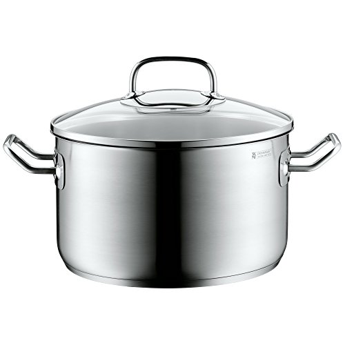 WMF Profi Plus - Batería de cocina de 4 piezas de acero inoxidable (cacerola de Ø 20 cm y 2.8 L, 2 ollas bajas de Ø 16 cm y 2.0 L y Ø 24 cm y 6.0 L, cazo de Ø 16 cm y 1.4 L)