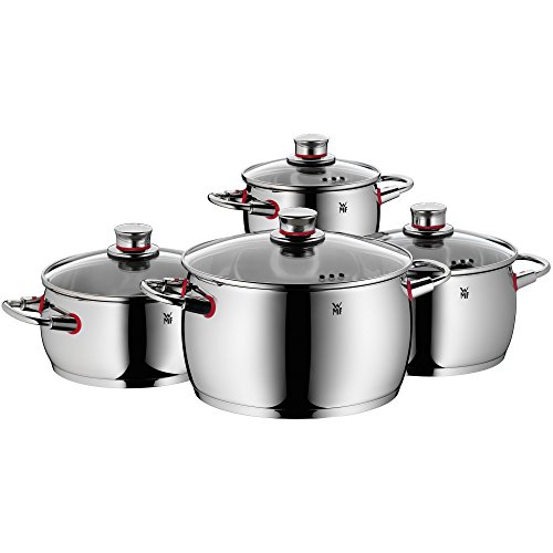 WMF Quality One - Batería de Cocina, 4 Piezas, Cacerola con Tapa 20 cm (3.4 l), 3 ollas bajas 16 cm (2 l), 20 cm (4.1 l) y 24 cm (6.8 l) con Tapa