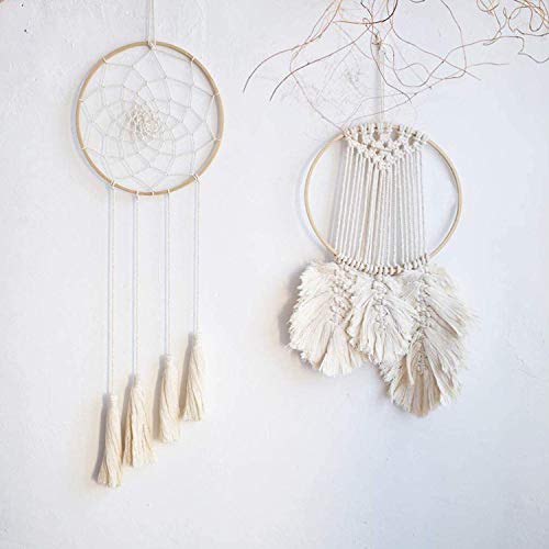 Wohlstand 6Pcs Anillos del colector del sueño 15 cm diámetro Dream Catcher Anillo Redondo de Madera de bambú aro Herramientas artesanales DIY