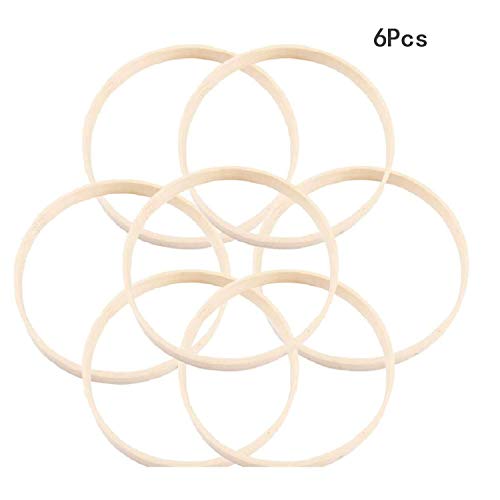 Wohlstand 6Pcs Anillos del colector del sueño 15 cm diámetro Dream Catcher Anillo Redondo de Madera de bambú aro Herramientas artesanales DIY