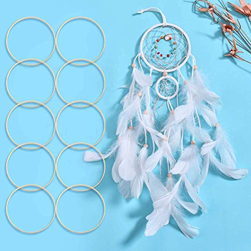 Wohlstand 6Pcs Anillos del colector del sueño 15 cm diámetro Dream Catcher Anillo Redondo de Madera de bambú aro Herramientas artesanales DIY