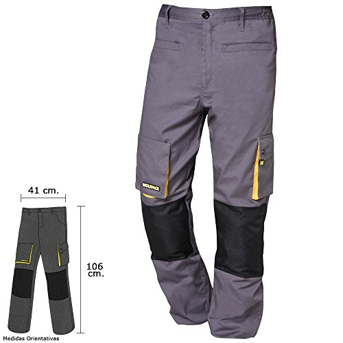 Wolfpack 15017090 Pantalon de Trabajo Gris/Amarillo Largo Talla 42/44 M