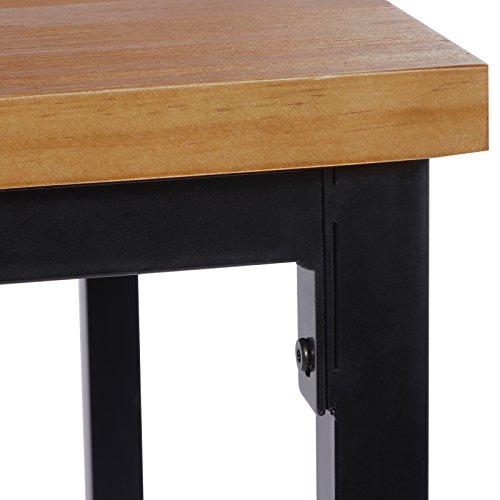 WOLTU 1x Mesa de Bar Mesa de Bistro Mesa de Comedor Estructura Metálica sobre de Madera Maciza Roble 66x66x110cm BT12hei