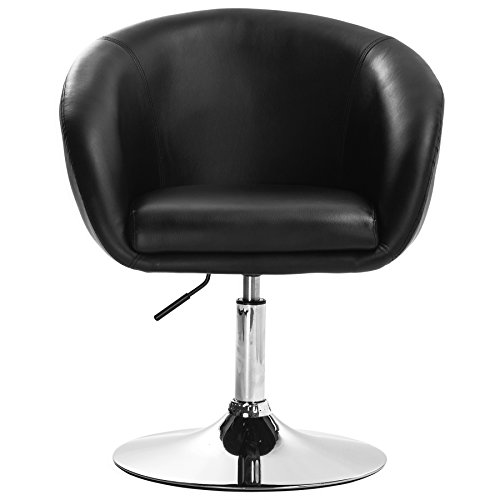 WOLTU 1x Taburete de Bar Altura Ajustable Acero Cromado, Cuero Sintético Taburete bajo Sillas Bar Taburete Peluquería Silla de Escritorio Negro BH10sz-1