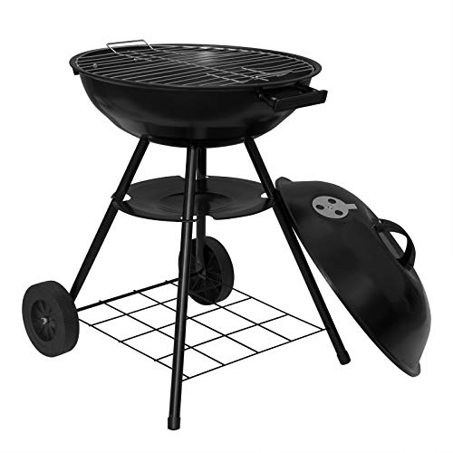 WOLTU Barbacoas de Carbón Portátil Barbacoas de Exterior Parrilla con Ruedas para BBQ, Jardín, Camping 44 * 73CM Negro CPZ8134sz