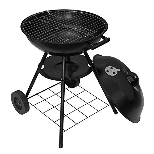 WOLTU Barbacoas de Carbón Portátil Barbacoas de Exterior Parrilla con Ruedas para BBQ, Jardín, Camping 44 * 73CM Negro CPZ8134sz