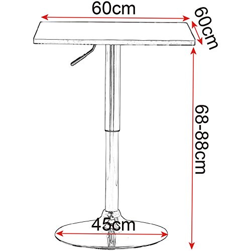 WOLTU BT03sz, Mesa de Bar, Regulable en Altura, 360 Grados Giratorio, Hecho de MDF, para Cocina, Bar, Negro