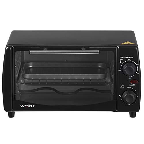 WOLTU Horno Eléctrico de Sobremesa 800W 12 litros Horno de Conveccción, 37x30x20.5 cm Temperatura hasta 250ºc Horno Tostador Mini Multifunción Negro BF08sz