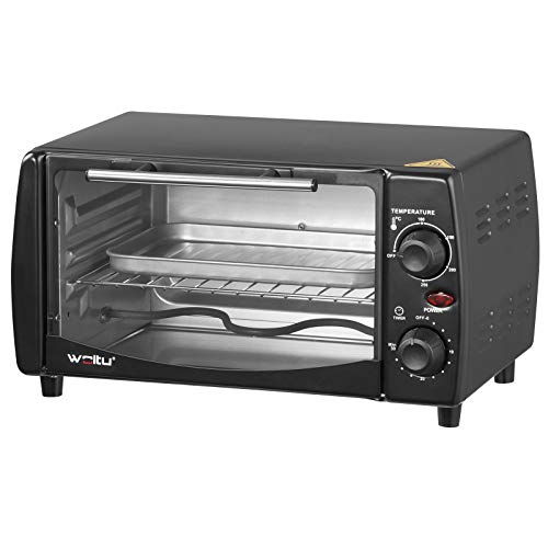 WOLTU Horno Eléctrico de Sobremesa 800W 12 litros Horno de Conveccción, 37x30x20.5 cm Temperatura hasta 250ºc Horno Tostador Mini Multifunción Negro BF08sz