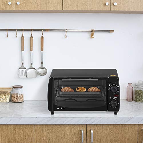 WOLTU Horno Eléctrico de Sobremesa 800W 12 litros Horno de Conveccción, 37x30x20.5 cm Temperatura hasta 250ºc Horno Tostador Mini Multifunción Negro BF08sz