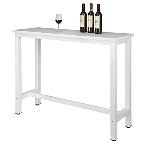 WOLTU Mesa de Bar Mesa de Bistro Mesa de Comedor con Estructura de Metal, MDF, 140x40x100cm (WxDxH) Blanco BT30ws