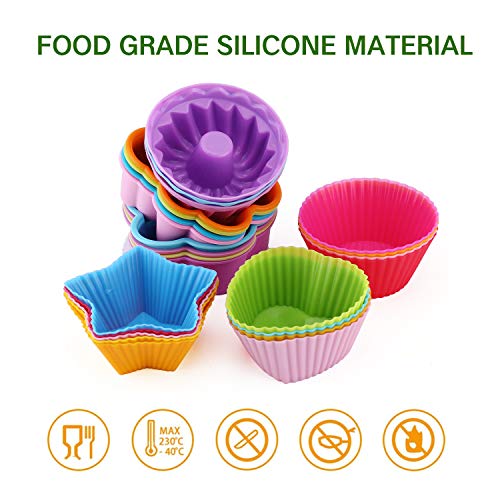 WOMGF Moldes de horneado de Silicona Mollete Magdalena Hornear Reutilizables Muffins para Hornear Tarta para Magdalenas Grado alimenticio Pack de 26