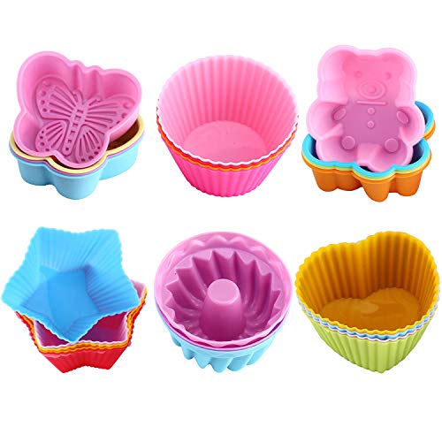 WOMGF Moldes de horneado de Silicona Mollete Magdalena Hornear Reutilizables Muffins para Hornear Tarta para Magdalenas Grado alimenticio Pack de 26