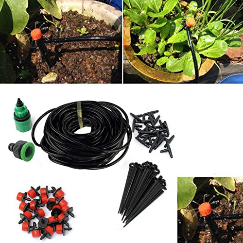 WOOAI Sistema de riego 15 m DIY Drip Sistema de riego automático Planta Auto riego Manguera de Jardín Micro Drip Sistema de riego de Jardín, 15 m