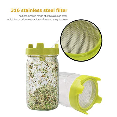 Wood.L Pantalla 4PCS Grano De Mason Jar Brote Tapas, Brote Tapa Tarro del Kit, Sprout Lid Semillas Germinan Colador para Crecer Brotes De Soja, Alfalfa, Brotes De Ensalada Y Más