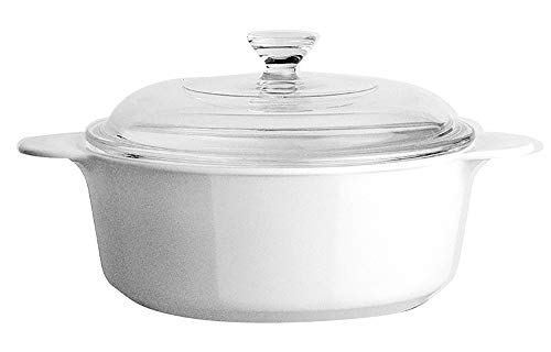 World Kitchen Corningware - Cacerola Redonda, de Vidrio Pyroceram, Modelo Dimensions, de 1,25 litros, Color Blanco