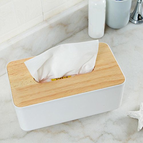 WOVELOT Caja de panuelos de Madera de Estilo Europeo Contenedor de Tejido casero Funda de panuelo para Toallas para la Decoracion del hogar de Oficina