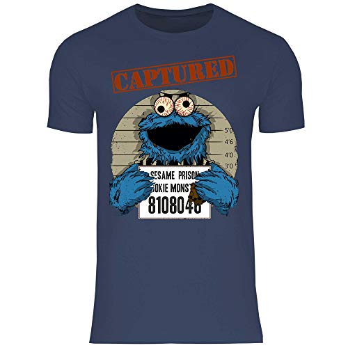 wowshirt Camiseta Halloween Cookie Wanted Terror del Monstruo de la Galleta para Hombre, Tamaño:L, Color:Navy