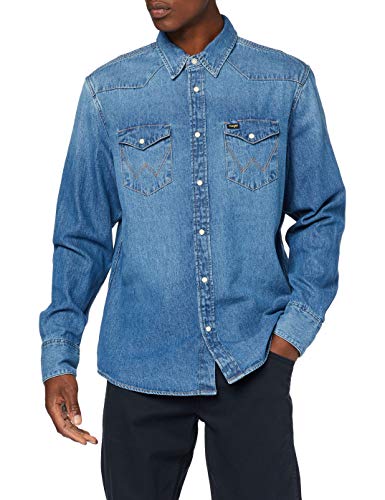 Wrangler Icons Camisa, Azul (2 Years 922), Small para Hombre