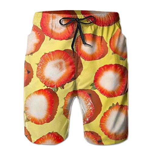 wwoman Shorts de natación para Hombre Pantalón Corto de Media Fresa Patrón de Secado rápido Tablero de Playa,M