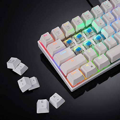 WXLSQ Teclado para Juegos de luz Trasera LED 61 Teclas del Teclado USB mecánica Pro Gamer Teclado, Teclado Inalámbrico Bluetooth /, para iOS Android de Windows,Blanco,Red Axis