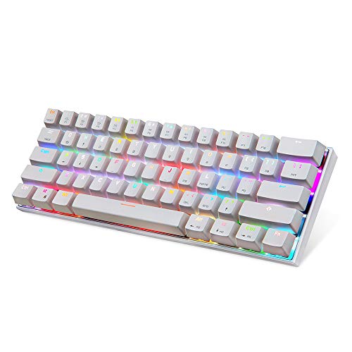 WXLSQ Teclado para Juegos de luz Trasera LED 61 Teclas del Teclado USB mecánica Pro Gamer Teclado, Teclado Inalámbrico Bluetooth /, para iOS Android de Windows,Blanco,Red Axis