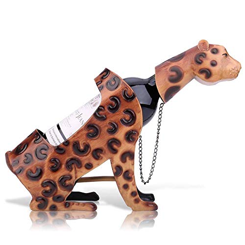 WYZQ Personalidad Leopardo en Forma de Animal Creativo Estante para Vino Estante Encimera Soporte para Botella de Vino Tinto Práctica Escultura de Metal Hogar Café Bar Decoración Artesanía Interior R