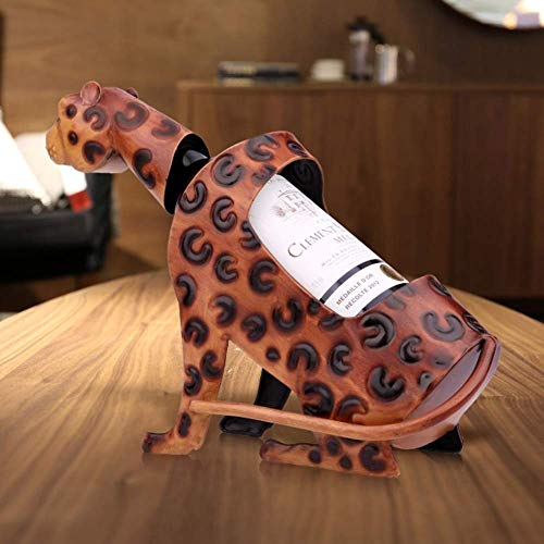 WYZQ Personalidad Leopardo en Forma de Animal Creativo Estante para Vino Estante Encimera Soporte para Botella de Vino Tinto Práctica Escultura de Metal Hogar Café Bar Decoración Artesanía Interior R