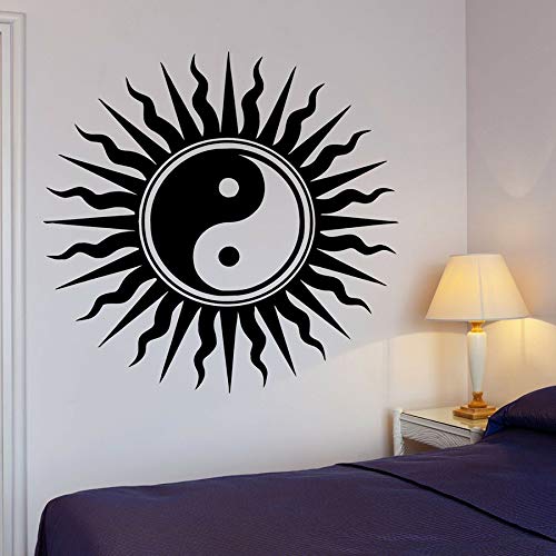 wZUN Etiqueta de la Pared del Vinilo Etiqueta de la Pared del Buda Etiqueta de la Pared Oriental de Yin Yang Budismo Relajarse Decoración Sol Arte Dormitorio 61x57cm