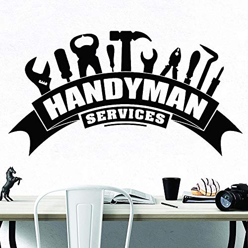 wZUN Handyman Wall Decal Company Office Art Deco Service Tool Reparación del hogar Vinilo Etiqueta de la Pared de la habitación 57X30cm