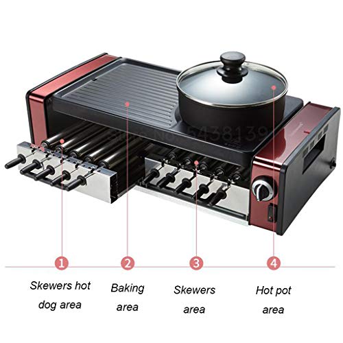 WZYJ Parrilla de Barbacoa eléctrica para el hogar, sartén Antiadherente sin Humo y Olla Caliente, máquina de Barbacoa de freír separada y multifunción, para 5-10 Personas