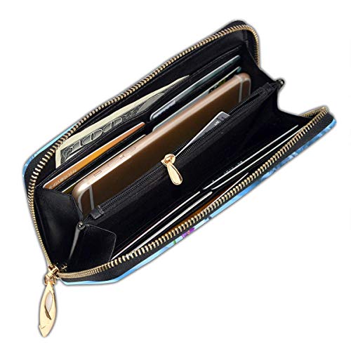 XCNGG FroAs PicZen Cartera Grande de Cuero Genuino Mujer, Cartera Larga con Cremallera Alrededor de la Cartera para Mujer, Bolso de Viaje con borlas, Tarjetero, Organizador, Cartera para