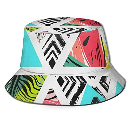 XCNGG Sombrero de Cubo con Estampado de Moda de melón de Agua de Palma Tropical, Gorra de Pescador de Verano para Mujeres y Hombres