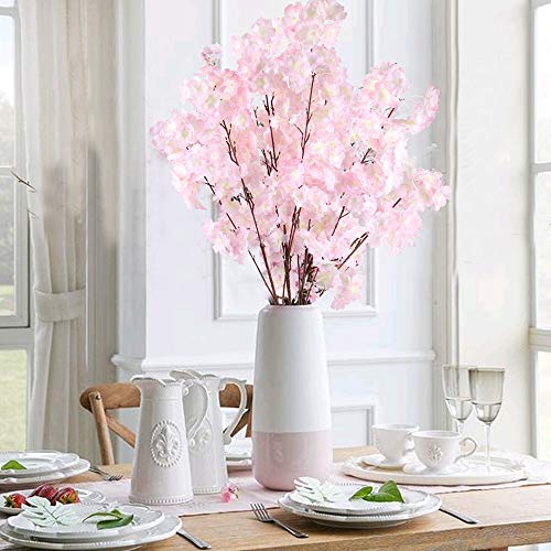 XHXSTORE 3pcs Ramo Flores Artificiales Pequeñas Flor Cerezo Artificial Decoracion Arbusto Artificial Exterior Interior para Boda Fiesta Hogar Jarrones Mesa Balcon Terraza Jardinera Puerta Cocina