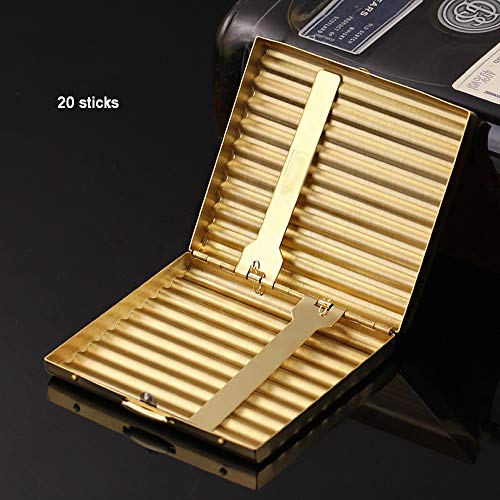 XIAOXIAO Caja de Cigarrillos La Caja de Cigarrillos de Metal de Cobre Corrugado Ultrafino para Hombres Puede Contener 20 Cajas de Cigarrillos de Liar a Mano Dentro de los 70 mm de Oro 72x63x11 mm