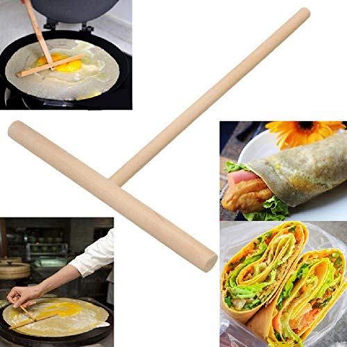 XINFULUK DIY Esparcidor de panqueques Especialidad China Crepe Rastrillo de Tortilla Esparcidor de Madera Palo Crepe Maker Herramienta de Cocina para el hogar - Madera