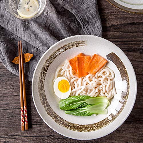 XIUXIU Tazón de Fideos japoneses Tazón de Sopa Tazón Ramen Tazón de Fideos Ternera Cerámica Creativa Negro Blanco Marrón Hogar 8 pulgadas-23.5X7.8 CM (Color : Blanco)