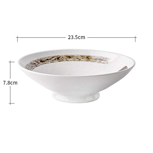 XIUXIU Tazón de Fideos japoneses Tazón de Sopa Tazón Ramen Tazón de Fideos Ternera Cerámica Creativa Negro Blanco Marrón Hogar 8 pulgadas-23.5X7.8 CM (Color : Blanco)