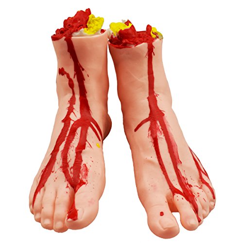 XONOR Halloween cortó Las Manos los pies Conjunto de Piezas de Cuerpo Sangriento y Aterrador Decoraciones de Accesorios de Halloween, 4 Piezas (pies y Manos) (Color de Piel)