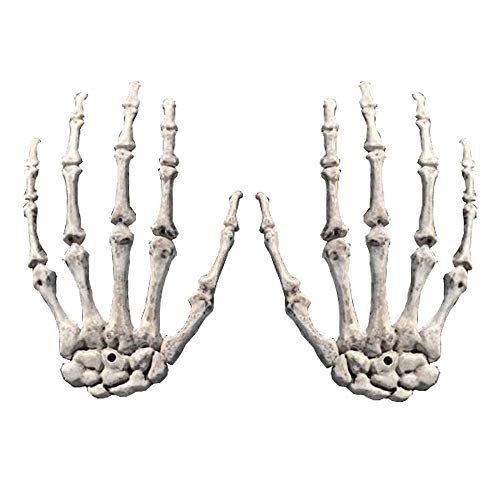 XONOR Halloween Skeleton Hands - Manos realistas de Esqueleto de plástico Cortadas a tamaño Real para Decoraciones de Accesorios de Halloween, 2 Piezas (Derecha e Izquierda)