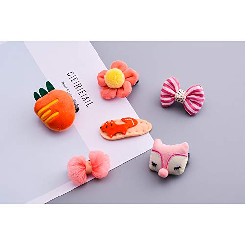 XXF Horquillas para El Pelo, 6Pcs Lindo Animal De La Historieta De La Fruta Hecha A Mano De Tela del Paño BB Clip De Pinza De Pelo para El Bebé Y Niños Accesorios del Pelo De La Caja De Regalo Set,B