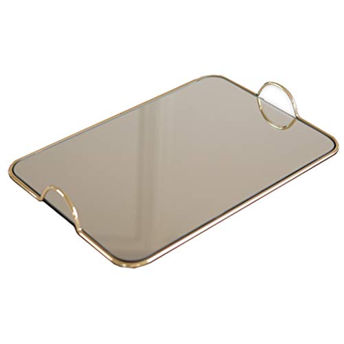 XYSQ Bandeja, Espejo del Acero Inoxidable Bandeja Rectangular, Galvanizado Acero Inoxidable Almacenamiento Decorativo, Usado Joyería Bandeja De Té como Cosmético del Almacenaje (Size : S)