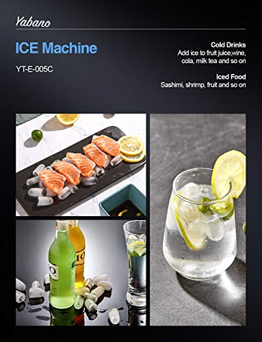 Yabano Ice Maker/Máquina para Hacer Hielo de 12 kg / 6-8 Minutos de Tiempo de Producción/Silencioso / 2L / 150 W / 2 Tamaños de Cubitos de Hielo/Acero Inoxidable/sin Conexión de Agua